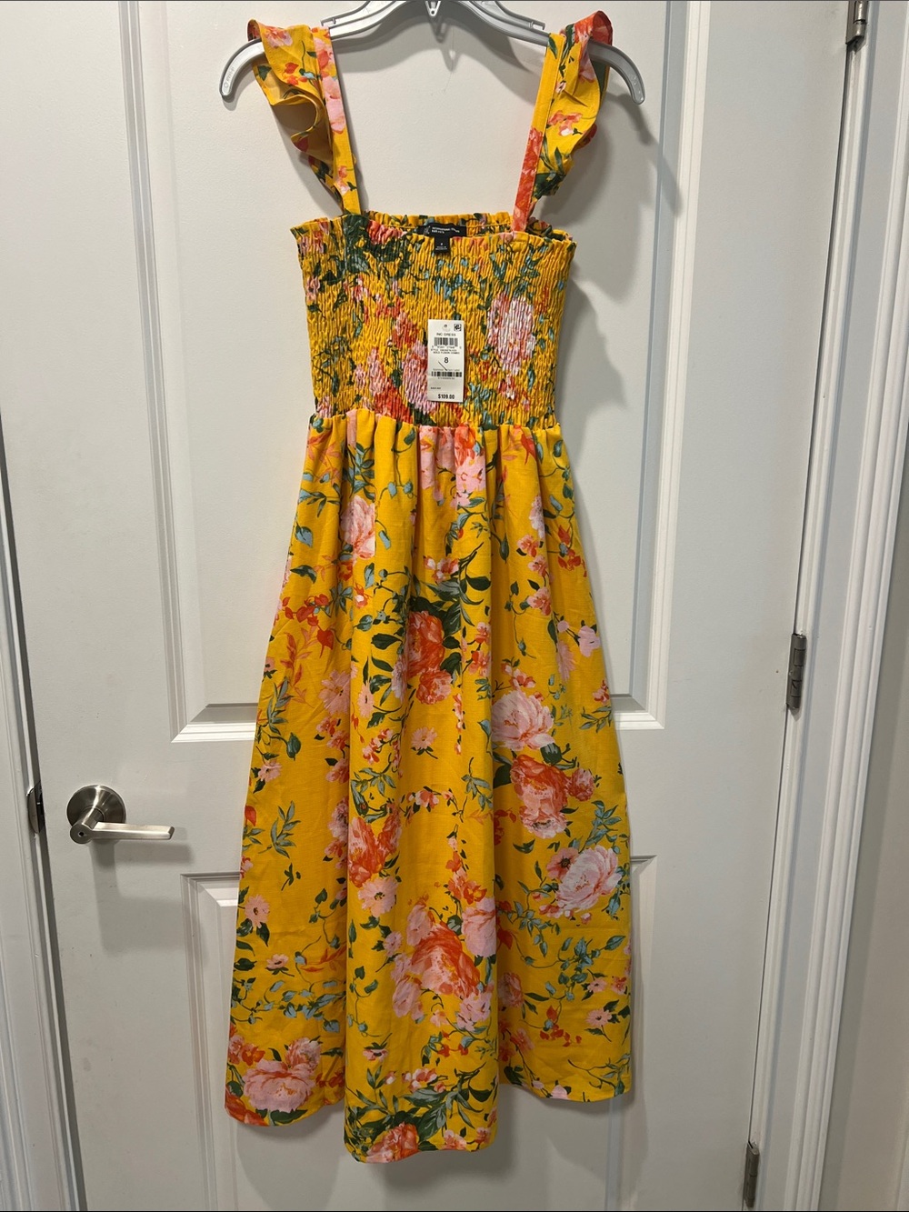INC International, Woman Yellow Floral Smocked Sundress